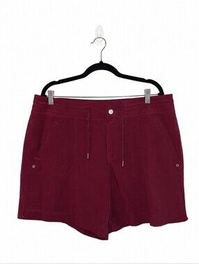 Women's Burgundy Utility Shorts Drawstring Lightweight Summer Travel Outdoors
